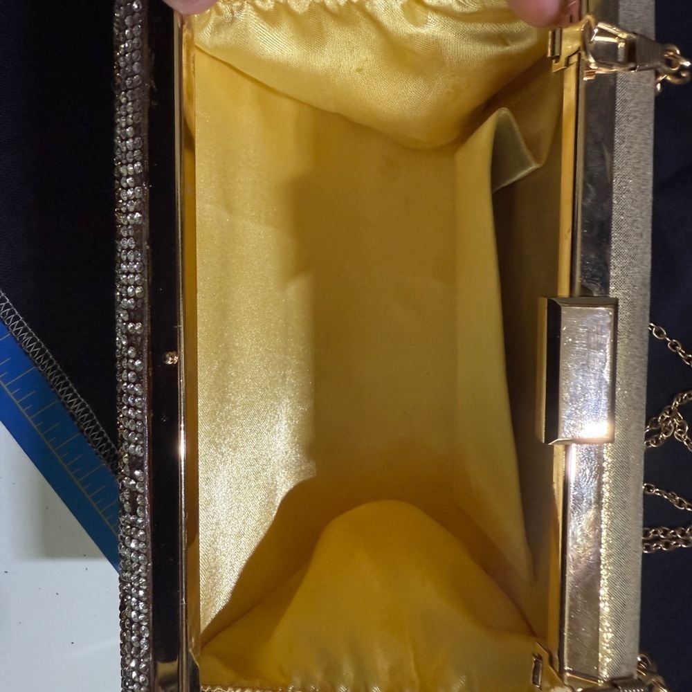 Vintage Gold and Silver Crystal Rhinestone Chain Clutch - Picture 3 of 5